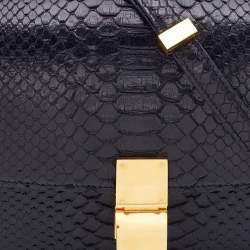 Pre Owned Celine Black Python and Leather Medium Classic Box Shoulder Bag