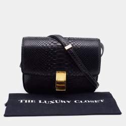 Pre Owned Celine Black Python and Leather Medium Classic Box Shoulder Bag