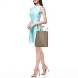Pre Owned Celine Beige Grained Leather Small Vertical Cabas Tote
