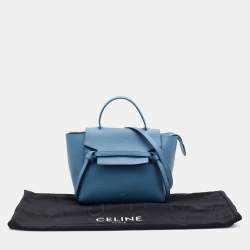 Pre Owned Celine Blue Leather Micro Belt Top Handle Bag