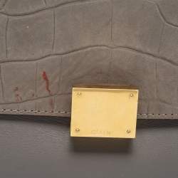 مملوكة مسبقًا Celine Grey Croc Embossed Leather, Suede and Leather Medium Trapeze Bag