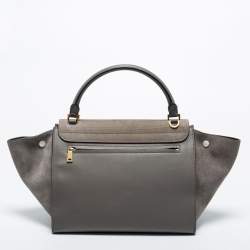 مملوكة مسبقًا Celine Grey Croc Embossed Leather, Suede and Leather Medium Trapeze Bag
