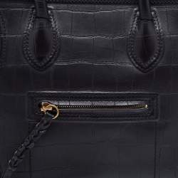 Pre Owned Celine Black Croc Embossed Leather Medium Phantom Luggage Tote