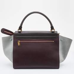 Pre Owned Celine Multicolor Leather and Suede Medium Trapeze Top Handle Bag