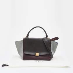 Pre Owned Celine Multicolor Leather and Suede Medium Trapeze Top Handle Bag