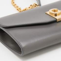 Pre Owned Celine Grey Leather C Wallet On Chain