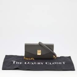 Pre Owned Celine Grey Leather C Wallet On Chain