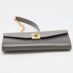 Pre Owned Celine Grey Leather C Wallet On Chain