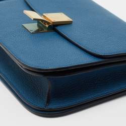 Pre Owned Celine Blue Leather Medium Classic Box Shoulder Bag 
