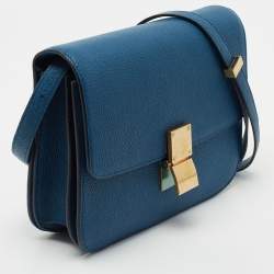Pre Owned Celine Blue Leather Medium Classic Box Shoulder Bag 