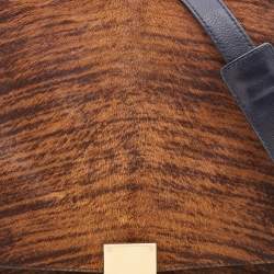 مملوكة مسبقًا Celine Black/Brown Leather and Calf Hair Medium Trapeze Top Handle Bag