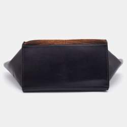 مملوكة مسبقًا Celine Black/Brown Leather and Calf Hair Medium Trapeze Top Handle Bag