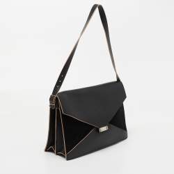 Pre Owned Celine Black Suede and Leather Diamond Clutch