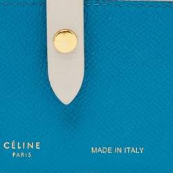 Pre Owned Celine Blue/Beige Leather Accordeon Card Holder