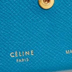 Pre Owned Celine Blue/Beige Leather Accordeon Card Holder