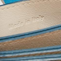 Pre Owned Celine Blue/Beige Leather Accordeon Card Holder