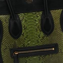 مملوكة مسبقًا Celine Black/Green Python and Leather Mini Luggage Tote