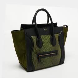 مملوكة مسبقًا Celine Black/Green Python and Leather Mini Luggage Tote