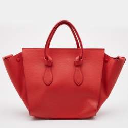 Pre Owned Celine Orange Leather Small Tie Tote