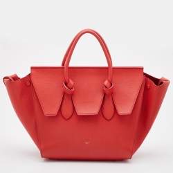 Pre Owned Celine Orange Leather Small Tie Tote