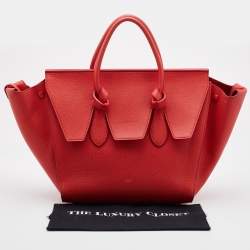 Pre Owned Celine Orange Leather Small Tie Tote