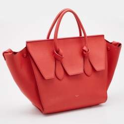 Pre Owned Celine Orange Leather Small Tie Tote