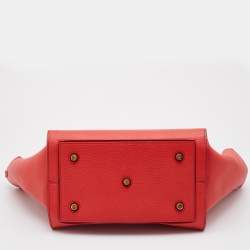 Pre Owned Celine Orange Leather Small Tie Tote