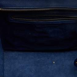 Pre Owned Celine Navy Blue Leather Mini Luggage Tote