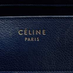 Pre Owned Celine Navy Blue Leather Mini Luggage Tote