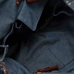 Celine Blue Macadam Denim and Leather Hobo