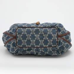 Celine Blue Macadam Denim and Leather Hobo