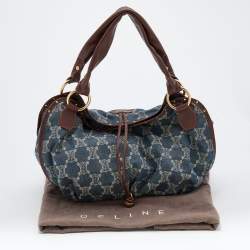 Celine Blue Macadam Denim and Leather Hobo