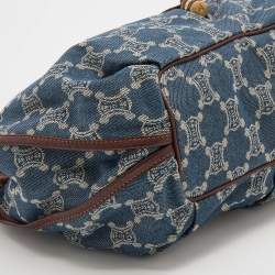 Celine Blue Macadam Denim and Leather Hobo