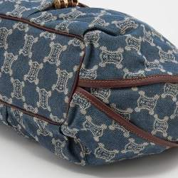 Celine Blue Macadam Denim and Leather Hobo