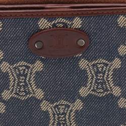 Celine Blue Macadam Denim and Leather Zip Around Compact Wallet