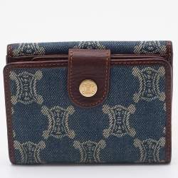 Pre Owned Celine Blue Macadam Denim and Leather French Wallet