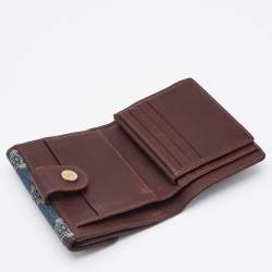 Pre Owned Celine Blue Macadam Denim and Leather French Wallet