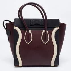 Pre Owned Celine Tricolor Leather Micro Luggage Tote