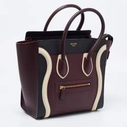 Pre Owned Celine Tricolor Leather Micro Luggage Tote