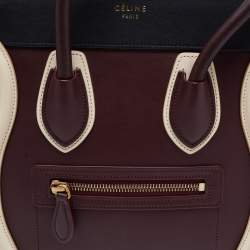 Pre Owned Celine Tricolor Leather Micro Luggage Tote