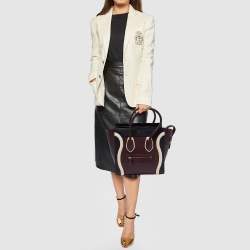 Pre Owned Celine Tricolor Leather Micro Luggage Tote