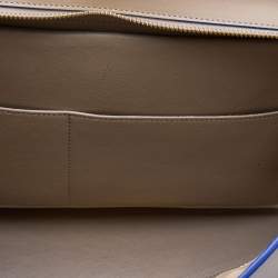 Pre Owned Celine Beige/Blue Leather Small Trapeze Top Handle Bag