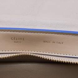 Pre Owned Celine Beige/Blue Leather Small Trapeze Top Handle Bag