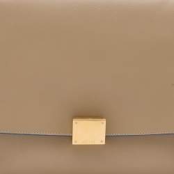 Pre Owned Celine Beige/Blue Leather Small Trapeze Top Handle Bag