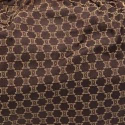 Pre Owned Celine Dark Brown/Beige Macadam Canvas and Leather Frame Clutch