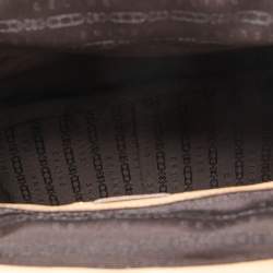 Pre Owned Celine Dark Brown/Beige Macadam Canvas and Leather Frame Clutch