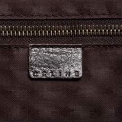 Pre Owned Celine Dark Brown Leopard Print Calfhair and Leather Buckle Flap Satchel
