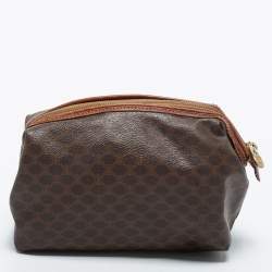Celine Brown Macadam Coated Canvas and Leather Pouch