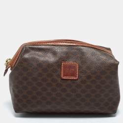 Celine Brown Macadam Coated Canvas and Leather Pouch