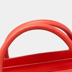 Pre Owned Celine Neon Orange Leather Mini Luggage Tote